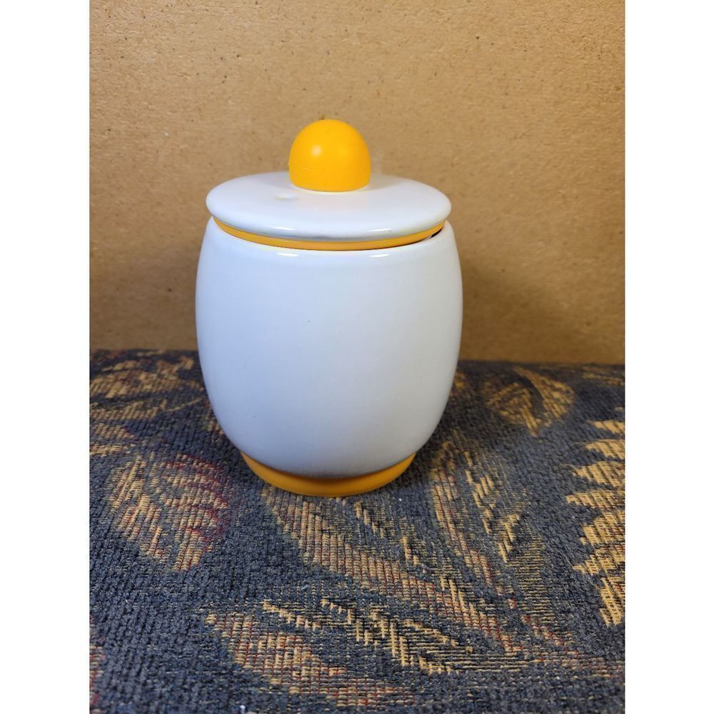 Egg-Tastic Yellow and White Ceramic Microwave Easy Egg Cooker